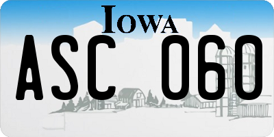 IA license plate ASC060
