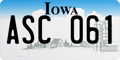 IA license plate ASC061