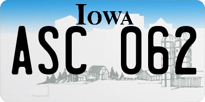 IA license plate ASC062