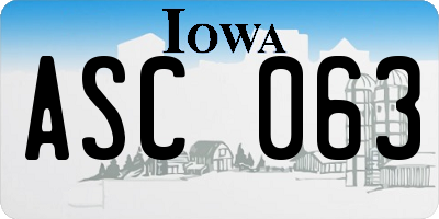 IA license plate ASC063