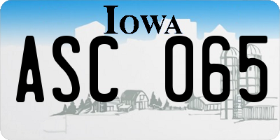 IA license plate ASC065