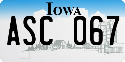 IA license plate ASC067