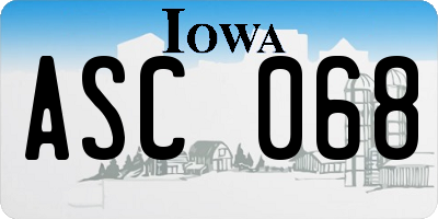 IA license plate ASC068