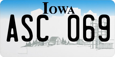 IA license plate ASC069