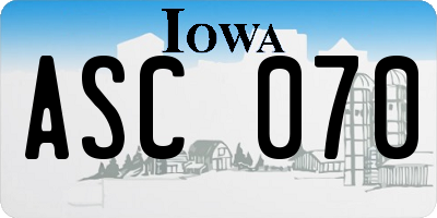 IA license plate ASC070