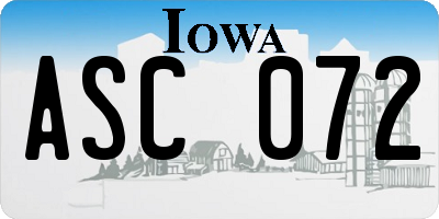 IA license plate ASC072