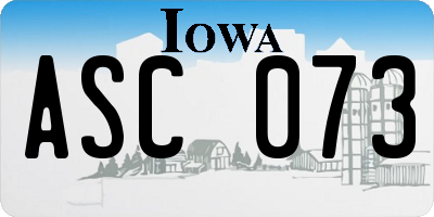 IA license plate ASC073