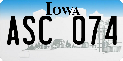 IA license plate ASC074