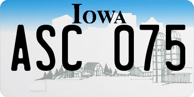 IA license plate ASC075