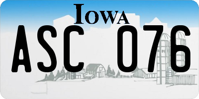 IA license plate ASC076