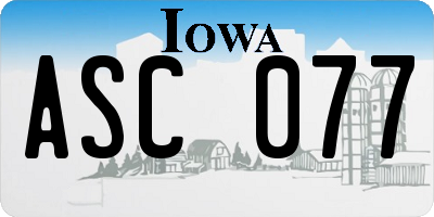 IA license plate ASC077