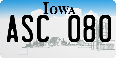 IA license plate ASC080