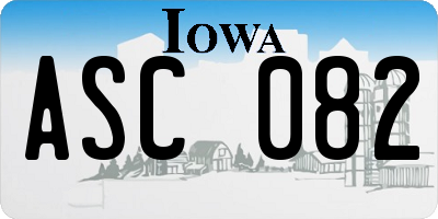IA license plate ASC082