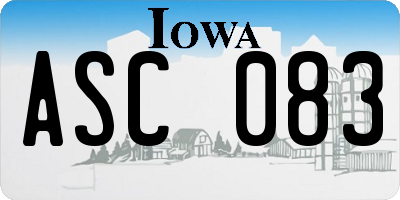 IA license plate ASC083