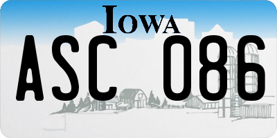 IA license plate ASC086