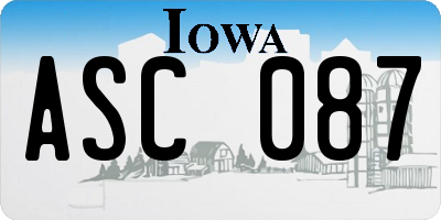IA license plate ASC087