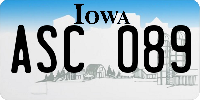 IA license plate ASC089