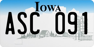 IA license plate ASC091