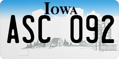 IA license plate ASC092