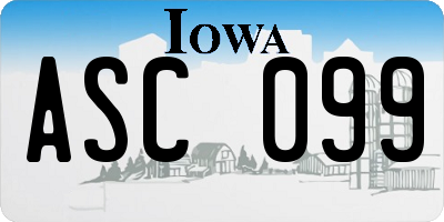 IA license plate ASC099