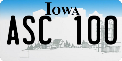 IA license plate ASC100