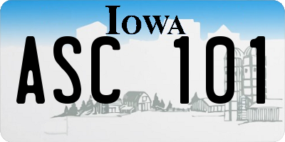 IA license plate ASC101