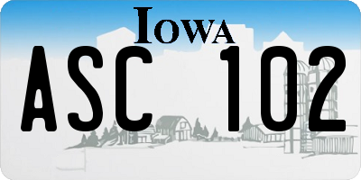 IA license plate ASC102