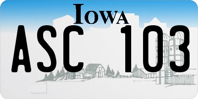 IA license plate ASC103