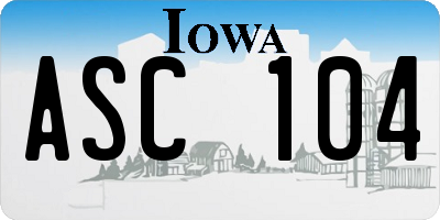 IA license plate ASC104