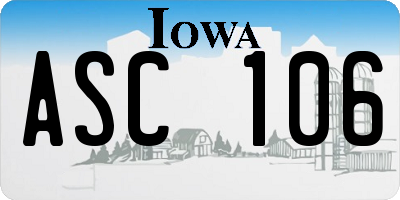 IA license plate ASC106