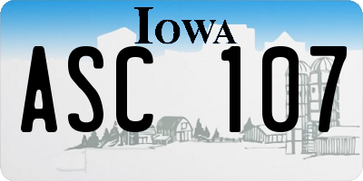 IA license plate ASC107