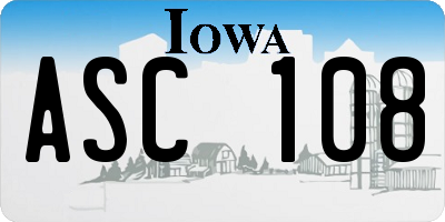 IA license plate ASC108