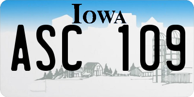 IA license plate ASC109
