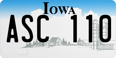 IA license plate ASC110