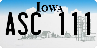 IA license plate ASC111