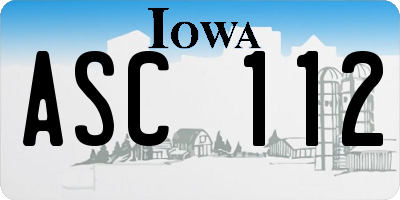 IA license plate ASC112