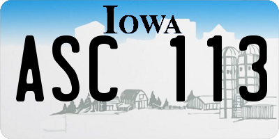 IA license plate ASC113