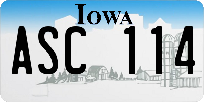 IA license plate ASC114