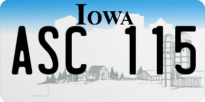 IA license plate ASC115