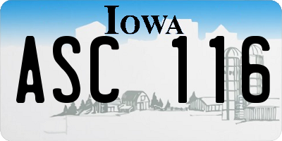 IA license plate ASC116