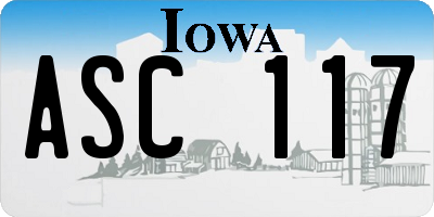 IA license plate ASC117