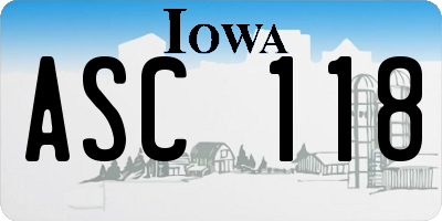 IA license plate ASC118