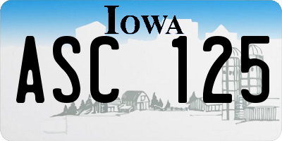 IA license plate ASC125