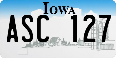 IA license plate ASC127