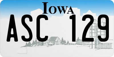 IA license plate ASC129