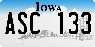 IA license plate ASC133