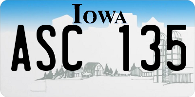 IA license plate ASC135
