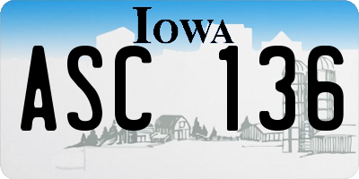 IA license plate ASC136