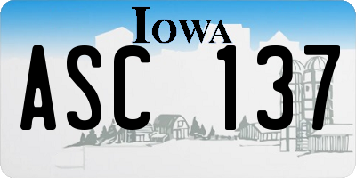 IA license plate ASC137