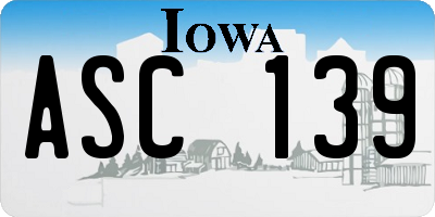 IA license plate ASC139